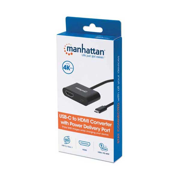 Manhattan 153416 USB-C to HDMI Converter with Power Delivery Port