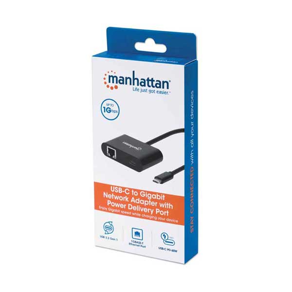Manhattan 153454 USB-C to Gigabit Network Adapter with Power Delivery Port