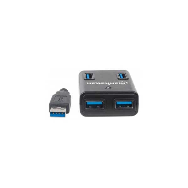 Manhattan 162302 4-Port USB 3.0 SuperSpeed Hub with Power Adapter