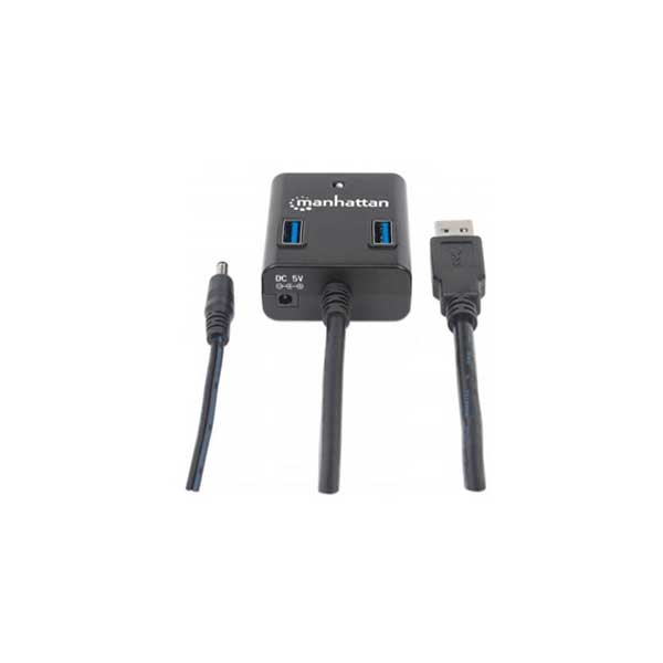 Manhattan 162302 4-Port USB 3.0 SuperSpeed Hub with Power Adapter