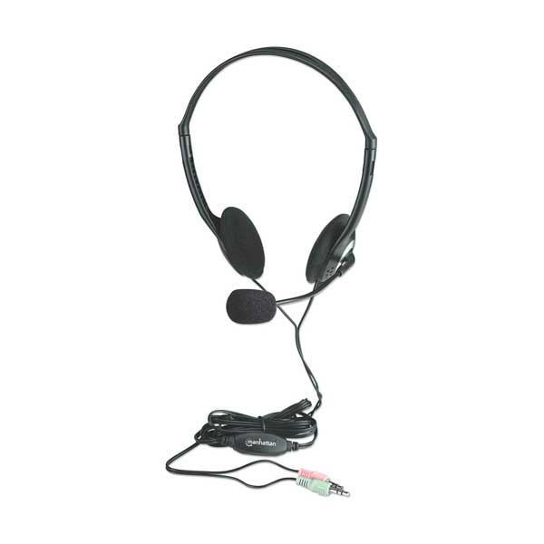 Manhattan Manhattan 164429 Lightweight 3.5mm Stereo Headset with Boom Microphone and In-Line Volume Control Default Title

