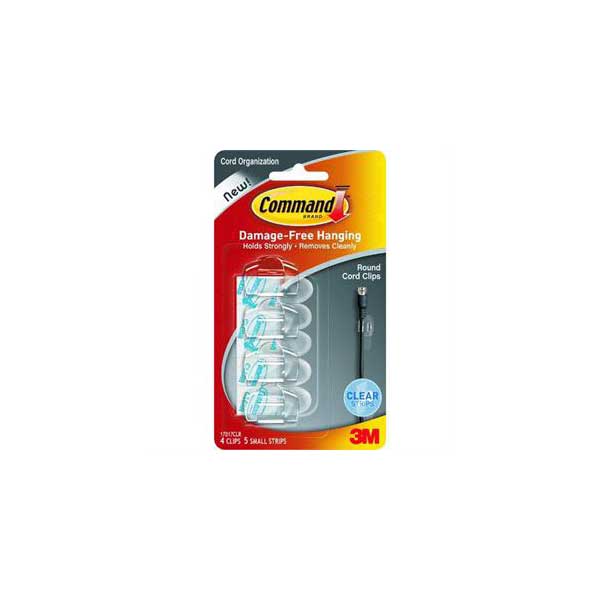 3M Command Clear Round Cord Clips (4 Clips)