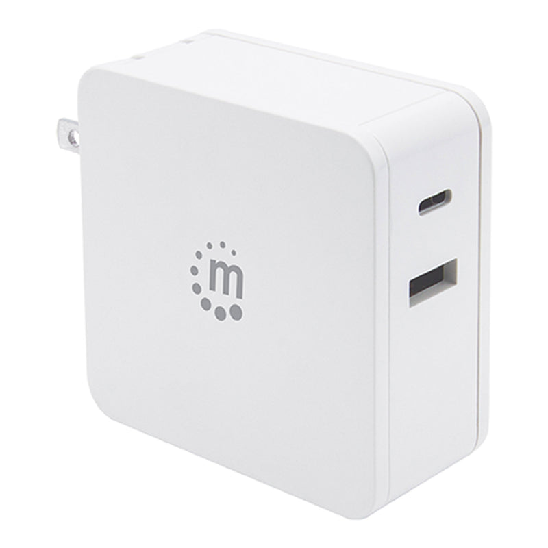 Manhattan 180221 60W 2.4A 2-Port USB-C & USB-A Power Delivery Wall Charger