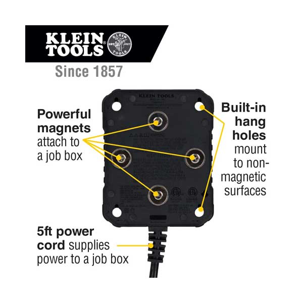 Klein Tools 29601 PowerBox 1 Magnetic Mounted Power Strip with Integrated LED Lights