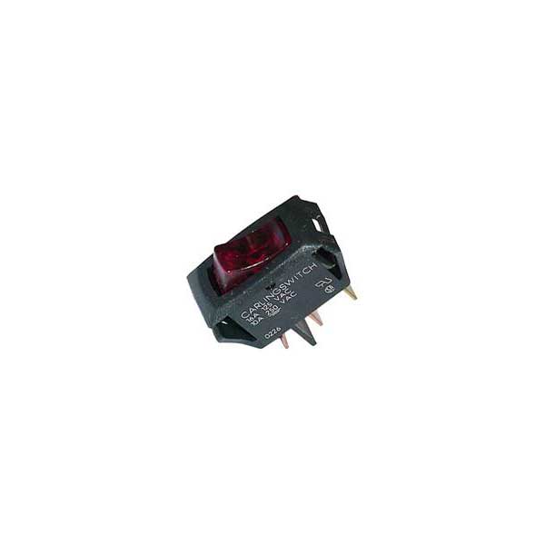 Lighted Rocker Switch w/ Red Translucent Actuator - 16A - 125VAC / SPST