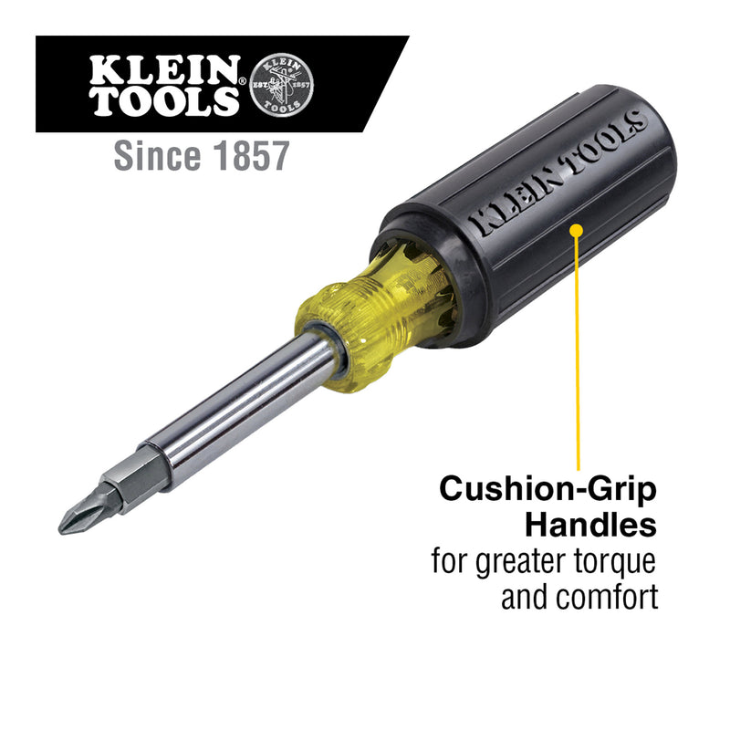 Klein Tools Screwdriver/Nut Driver; Cushion Grip, 11-in-1