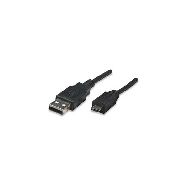 Manhattan USB 2.0 Type-A male to USB micro B male Cable. 1.5ft/.5m Black.