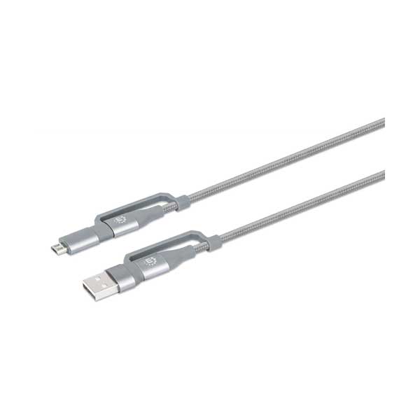 Manhattan Manhattan 390606 3.3ft 4-in-1 Charge & Sync USB-C Cable with USB-A and Micro-B USB Adapters Default Title
