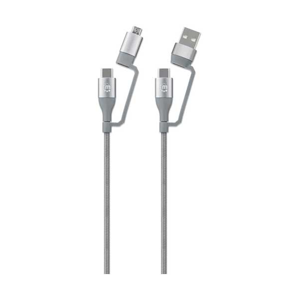 Manhattan 390606 3.3ft 4-in-1 Charge & Sync USB-C Cable with USB-A and Micro-B USB Adapters