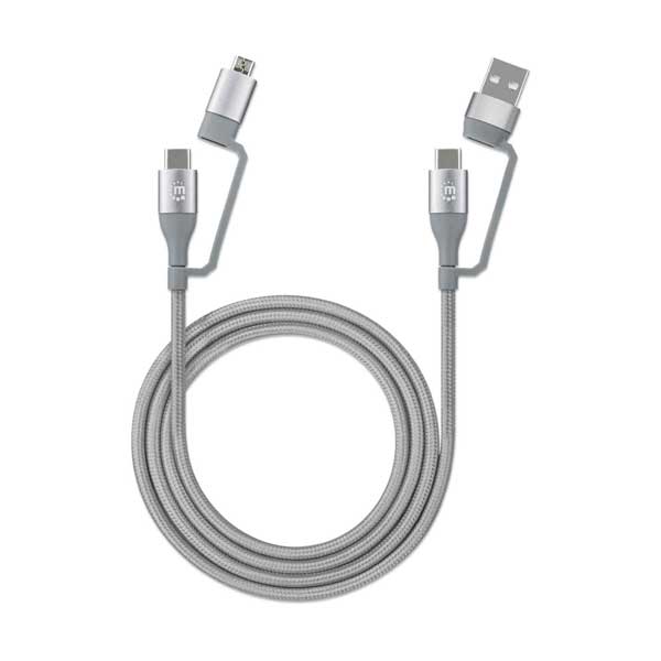 Manhattan 390606 3.3ft 4-in-1 Charge & Sync USB-C Cable with USB-A and Micro-B USB Adapters