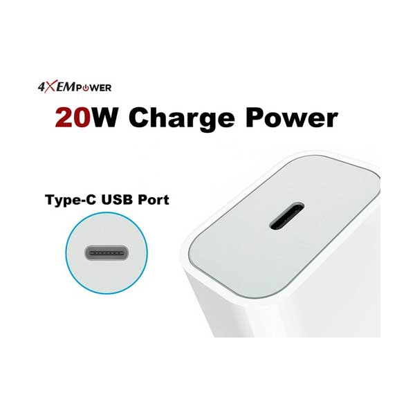 4XEM 4X20WCHARGER 20W 5V 3A USB-C Power Adapter Wall Charger