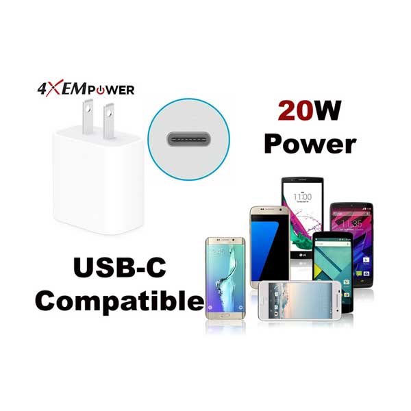 4XEM 4X20WCHARGER 20W 5V 3A USB-C Power Adapter Wall Charger
