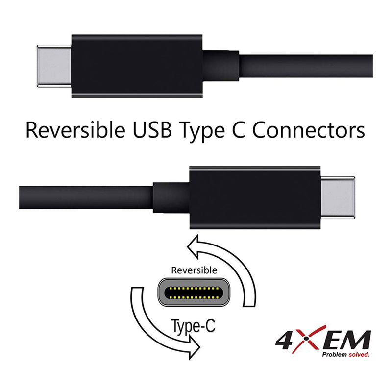 4XEM 4XUSBCC31G26 6ft USB 3.1 10Gbps Black USB-C Male to USB-C Male Cable