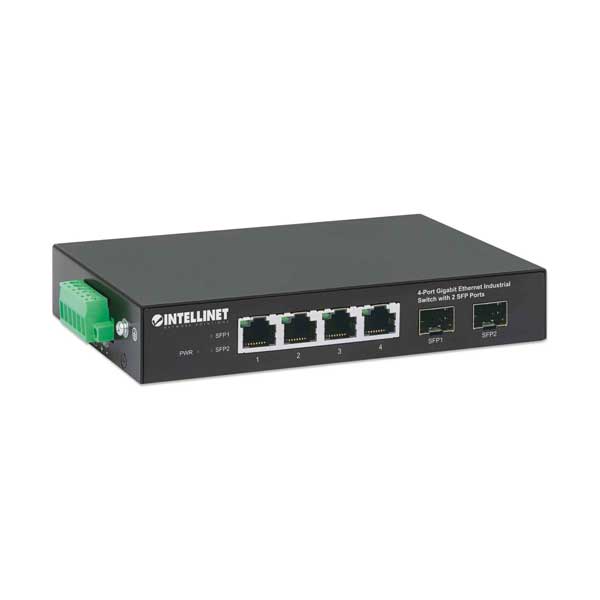 Intellinet 508247 4-Port Gigabit Ethernet Industrial Switch with 2 SFP Ports