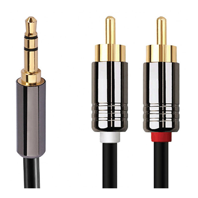 Calrad 55-899HG-6 6ft 3.5mm Plug to Dual RCA Plugs High Grade Gold Plated Stereo Y Cable