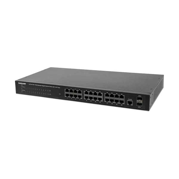 Intellinet 560559 24-Port Gigabit Ethernet PoE+ Web-Managed Switch with 2 SFP Ports