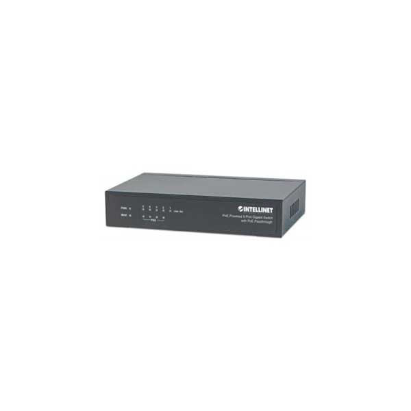 Intellinet 561082 PoE-Powered 5-Port Gigabit Switch with PoE Passthrough