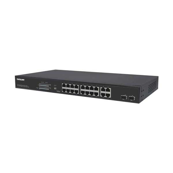 Intellinet 561419 16-Port Gigabit Ethernet PoE+ Switch with 4 RJ45 Gigabit and 2 SFP Uplink Ports