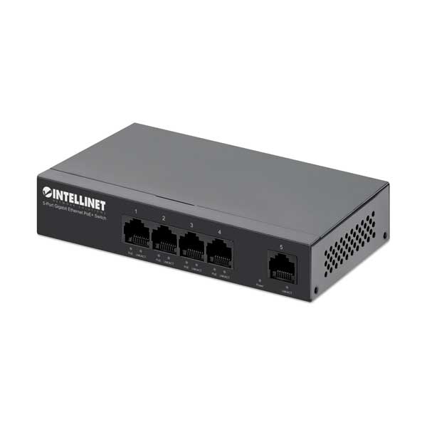 Intellinet Intellinet 561792 5-Port 40W Gigabit Ethernet PoE+ Desktop / Wall-Mount Switch Default Title
