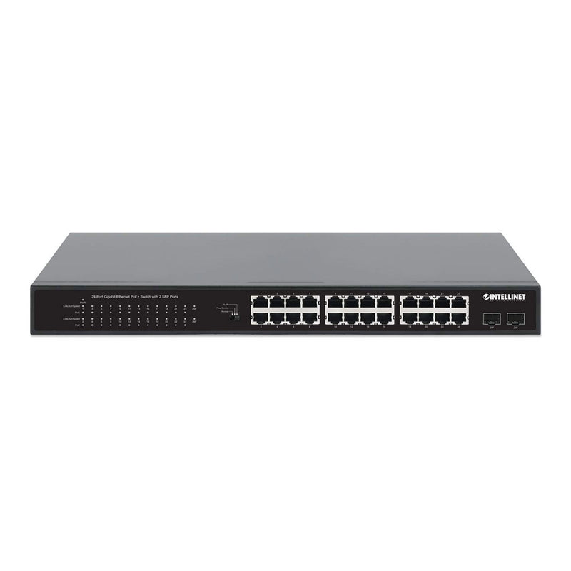 Intellinet 561891 24-Port Gigabit Ethernet PoE+ Switch with 2 SFP Ports