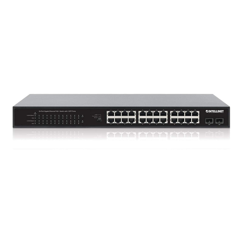 Intellinet 561891 24-Port Gigabit Ethernet PoE+ Switch with 2 SFP Ports