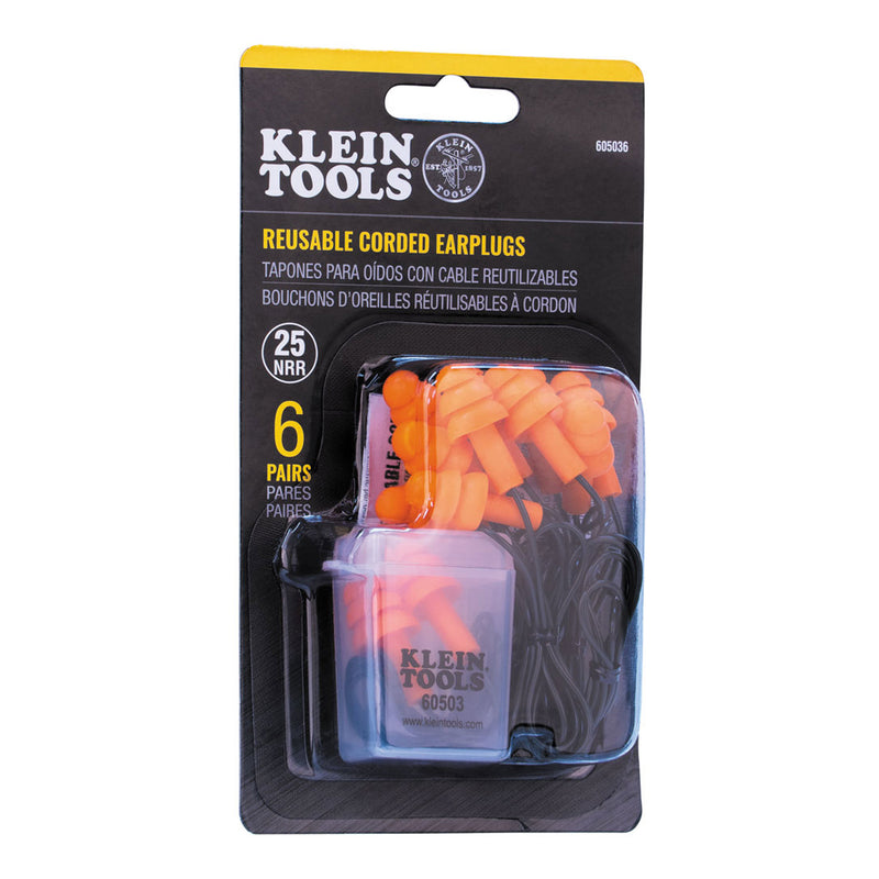 Klein Tools 605036 6-Pair Corded Earplugs