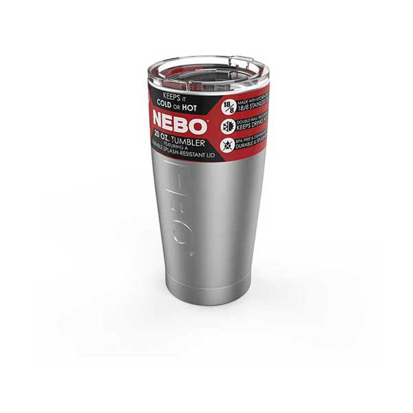 NEBO 6769 20oz Stainless Steel Double Wall Tumbler with Secure BPA-Free Dishwasher-Safe Lid