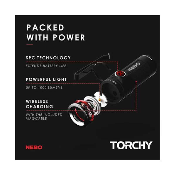 NEBO 6878 Torchy 2.6in 5 Mode 1K Lumens Rechargeable LED Flashlight