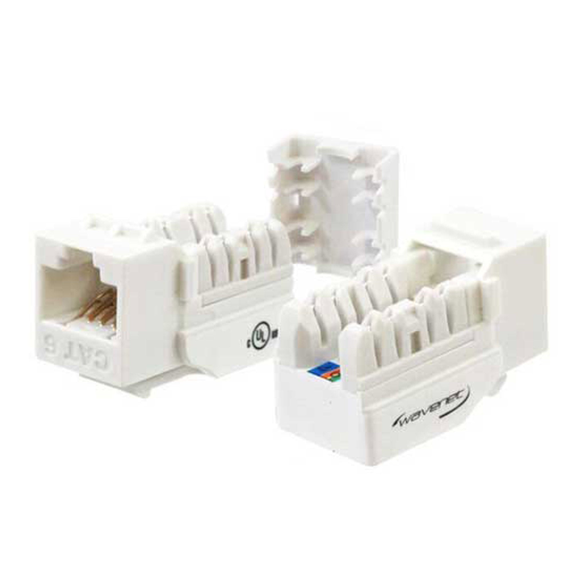 Wavenet 6EKSJWH‐SPK White CAT6 RJ-45 Punch Down Keystone Jack 25-Pack