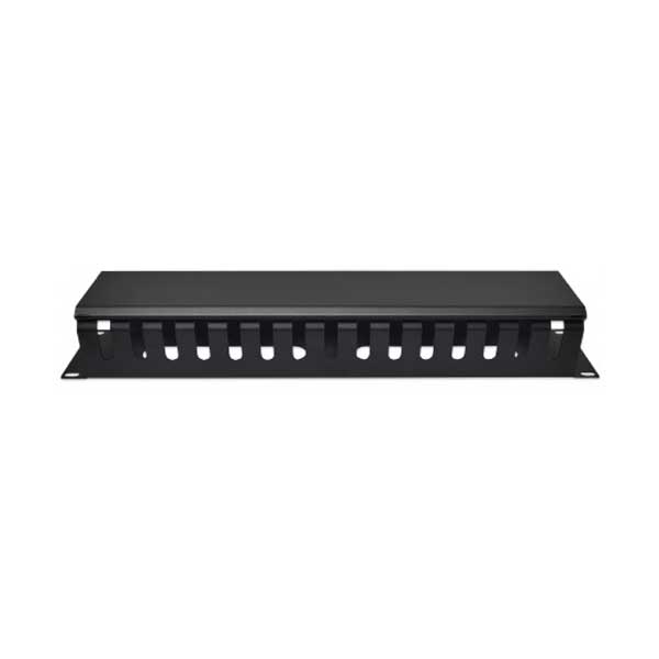 Intellinet 716062 19" 2U Black Rackmount Cable Management Panel with Cover
