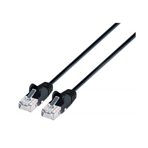 Intellinet 742078 1.5' Black Cat6 UTP Slim Network Patch Cable