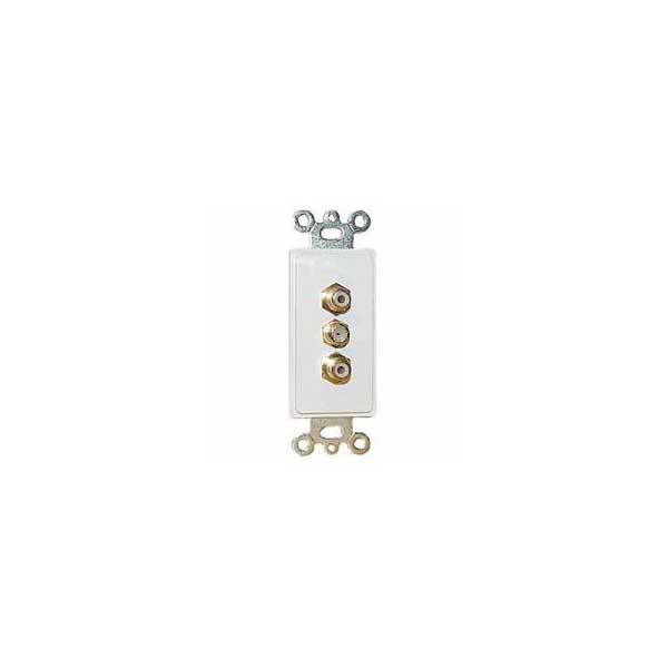 Designer Style Wall Plate Insert - 2 Gold RCA Jacks + F-81 Connector