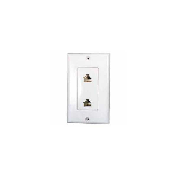 Designer Style Wall Plate w/ Dual 8 Conductor Jacks - White