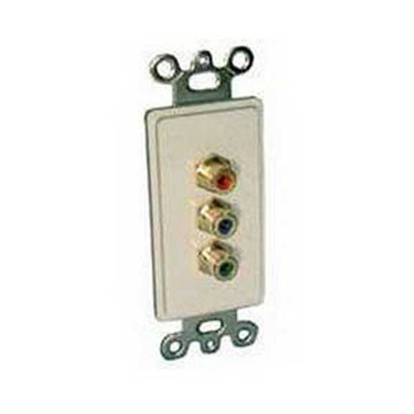 Designer Style Wall Plate Insert - 3 RCA Jacks (Red + Green + Blue)