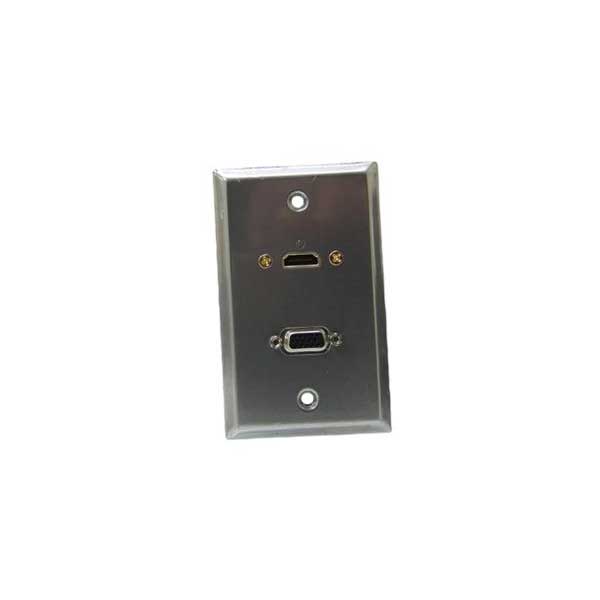Philmore LKG Metallic Gray - Stainless Steel Wall Plate with VGA (HD15) and HDMI? Feed-Thru Jacks Default Title
