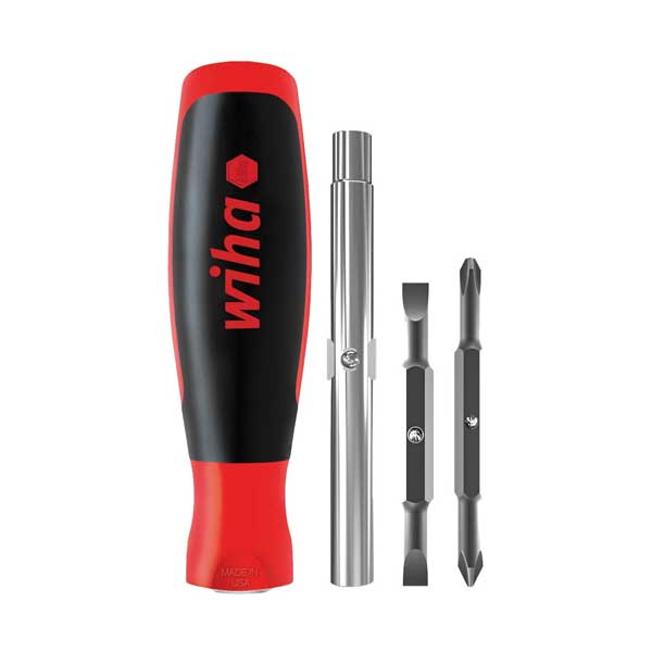 Wiha Tools 77890 6inOne Multi-Driver Screwdriver with 2 Nut Driver Tips and Cushioned Grip