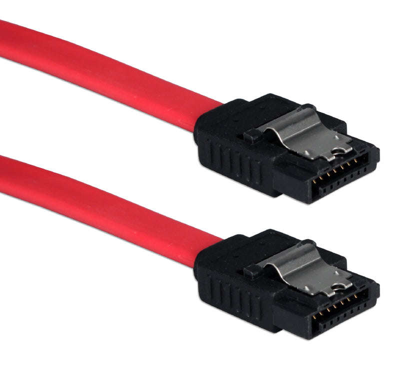 QVS SATA1M-1M Premium 1-Meter SATA 3Gbps Internal Data Cable with Locking Latch