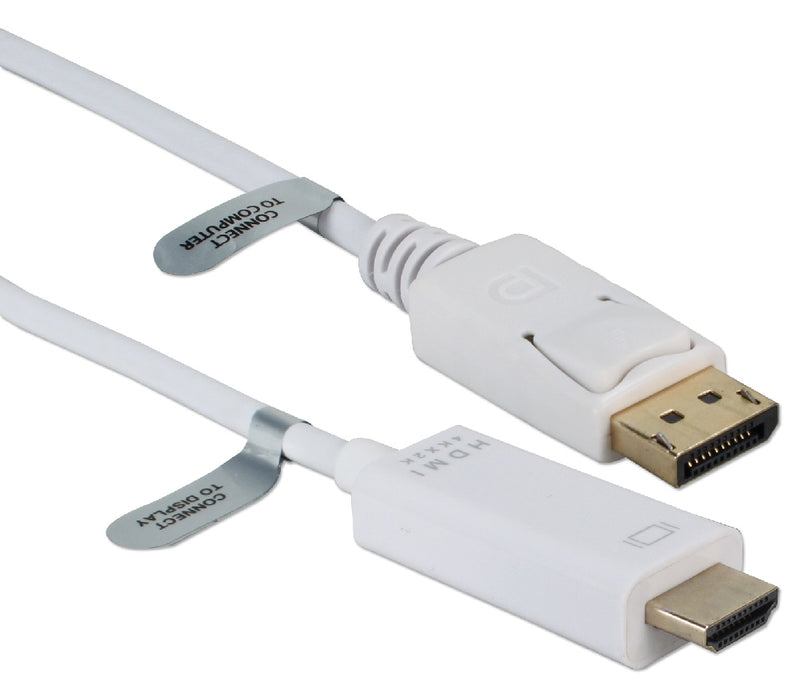 QVS DPHD-03W 3ft DisplayPort to HDMI 4K Digital A/V White Cable