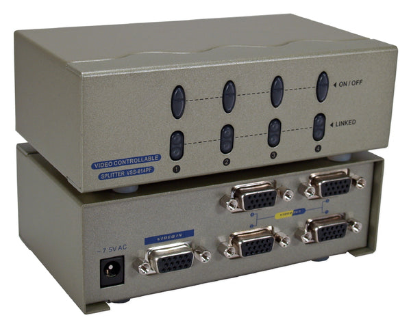QVS QVS MSV604P4PC 400MHz 4Port VGA Video Splitter/Distribution Amplifier with Port On/Off Switch Default Title
