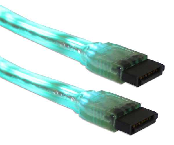 QVS QVS SATAEL-24GN 24 Inches SATA 3Gbps Internal Data Neon EL Green Cable Default Title
