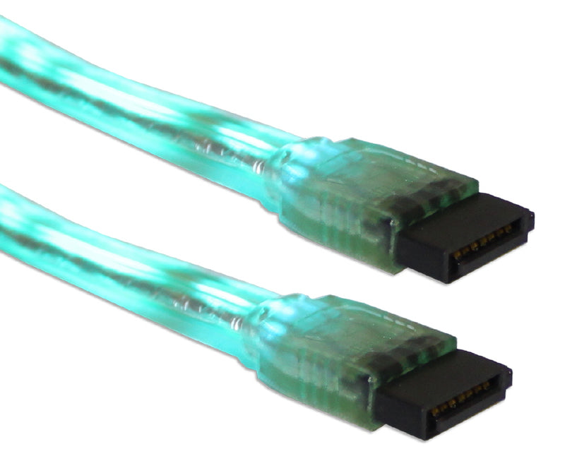 QVS SATAEL-24GN 24 Inches SATA 3Gbps Internal Data Neon EL Green Cable
