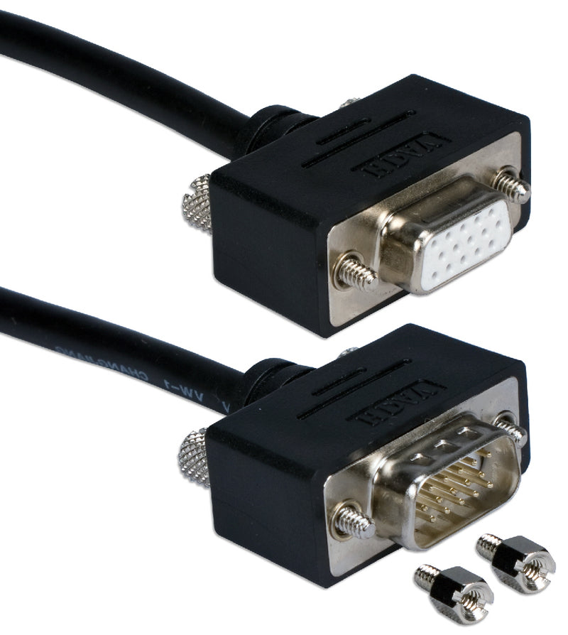 QVS 15ft High Performance UltraThin VGA Extension Cable with Panel-Mountable Connectors