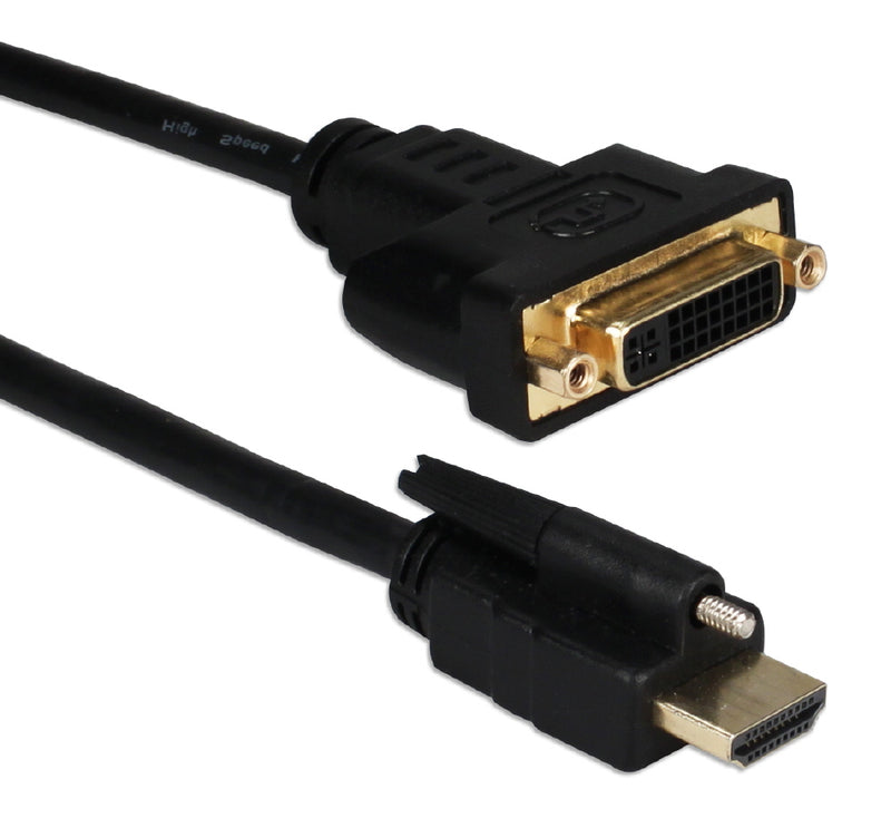 QVS HDVISX-1M 1-Meter DVI Female to Locking HDMI Male 1440p/4K Adaptor