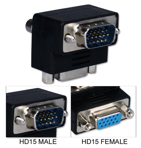 QVS QVS CC388A-MFD VGA HD15 Down-Angle Male to Female Video Adaptor Default Title
