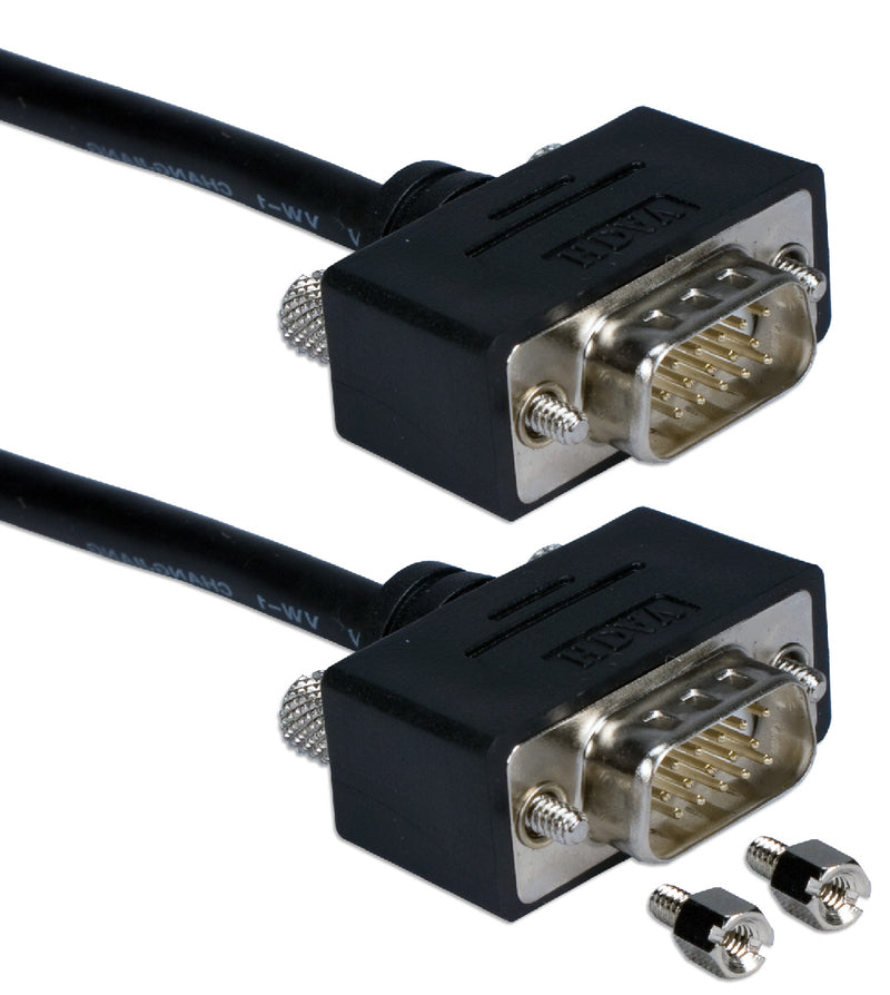 QVS CC388M1-06 6ft High Performance UltraThin VGA/QXGA HDTV/HD15 Tri-Shield Fully-Wired Cable with Panel-Mountable Connectors