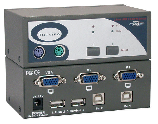 QVS QVS KVM-12U2 USB 2.0 2Port KVM Desktop Switch with Built-in 2Port Hub Default Title
