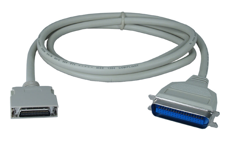 QVS CC409D-06 6ft Premium Parallel IEEE1284 MiniCen36 Male to Cen36 Male Bi-Directional Cable