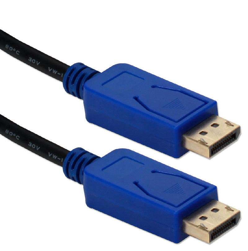QVS DPM-06BBL 6ft DisplayPort UltraHD 4K Black Cable with Blue Connectors & Latches