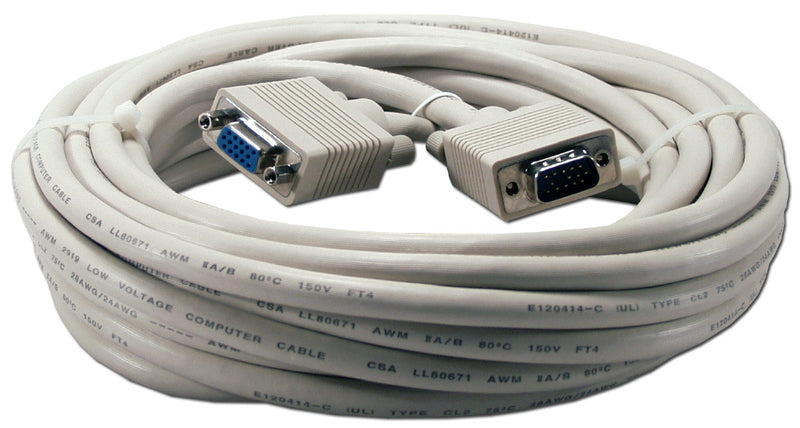 QVS CC320D-35 35ft Premium VGA HD15 Male to Female Tri-Shield Extension Cable