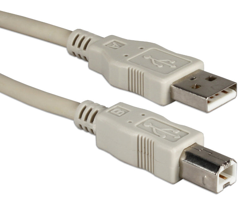 QVS CC2209-06 6ft USB 2.0 High-Speed Type A Male to B Male Beige Cable